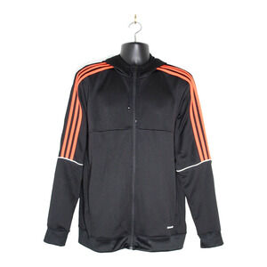 Adidas Aeroready Men’s Hoodie, Black & Red Stripes, Size Large, Full Zip